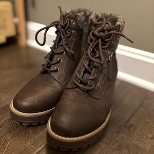 Cliffs by White Mountain Hearty Combat Boots | Brown Faux Leather | Size 7.5
